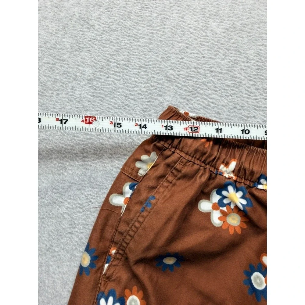 Dravus Mens Brown Daisy Floral Print Swim Trunks Shorts Size Small